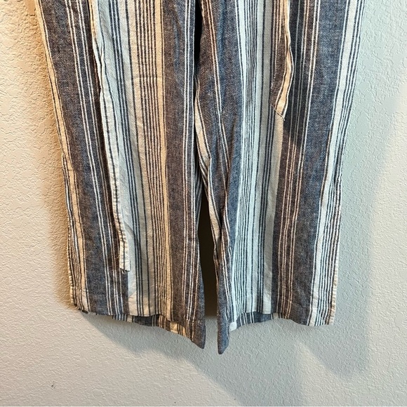 Women’s Indigo Rein blue striped linen blend pull on pants size small S - Picture 3 of 6